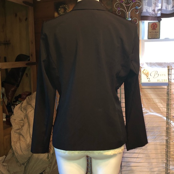 Black suit jacket w blue pin striping - Picture 5 of 7